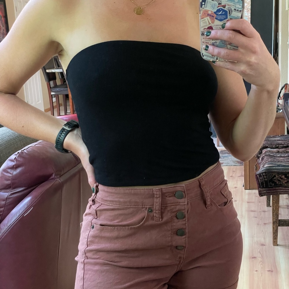 American Eagle Black Ribbed Tube Top. Size small.